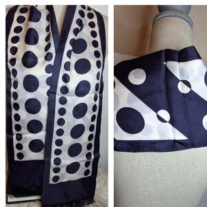 Vintage Optical Navy & White Polka Dot Scarf